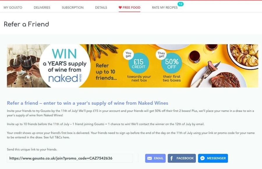 Gousto referral scheme